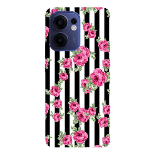 Oppo Reno 13 F Roses and black line Transparent Silicone TPU Θήκη